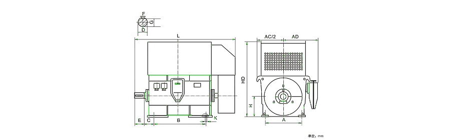 YKK高压电机安装尺寸
